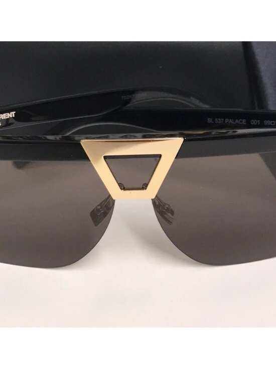 New Authentic Saint Laurent SL 537 Palace 001 – Black & Gold Shield Sunglasses